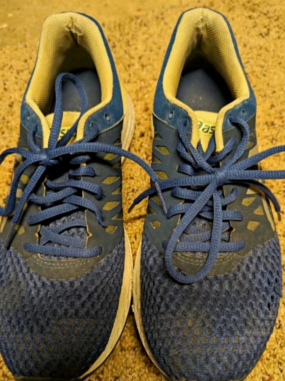 Asics Men's Navy and Yellow Athletic Running Shoes